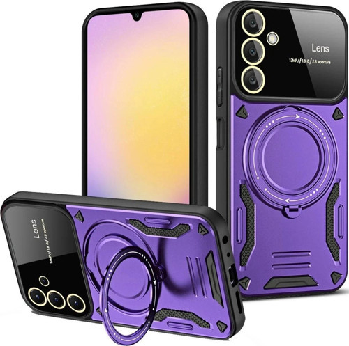 Samsung Galaxy S25 FE Kılıf Joy Lens Standlı Kapak - Mor-(5796)
