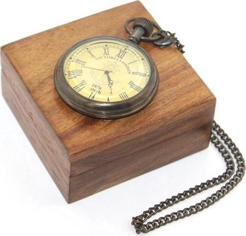 Ahşap Kutulu Pirinç Köstekli Saat 16156