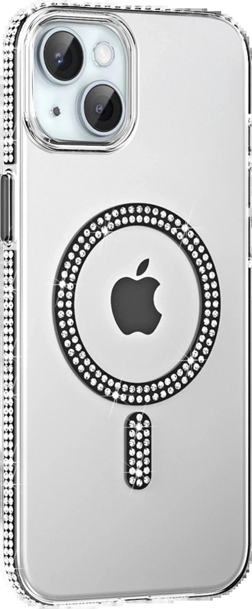 Apple iPhone 14 Move Taşlı Magsafe Kapak - Siyah-(5796)