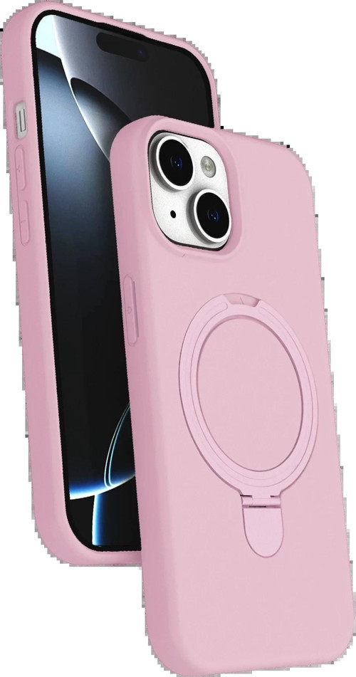Apple iPhone 14 Regal Magsafe Standlı Kapak - Açık Pembe-(5796)