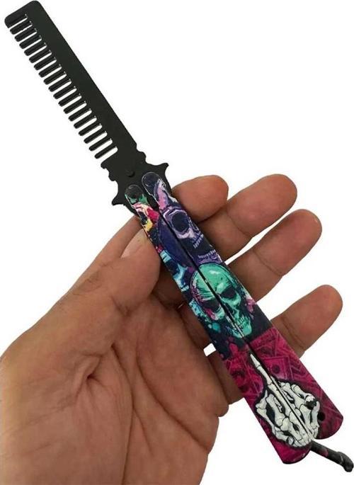 Metal 21 Cm Kelebek Tarak Kurukafa Tasarımlı