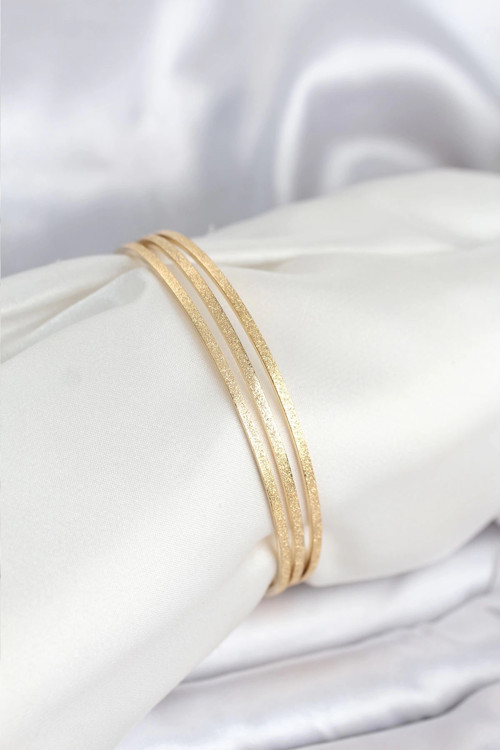 BFS 316L Çelik Gold Renk Simli Model Ajda 65 mm Kadın Bileklik