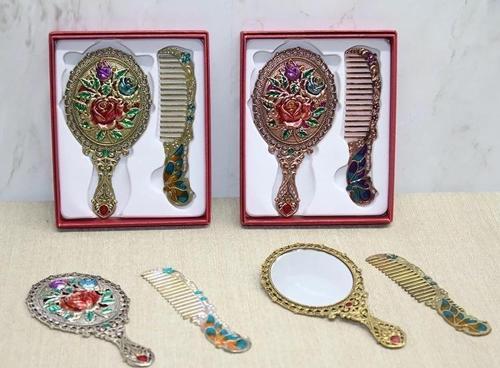 Gül Tasarimi Ayna Ve Tarak Seti Küçük Boy Alk4986