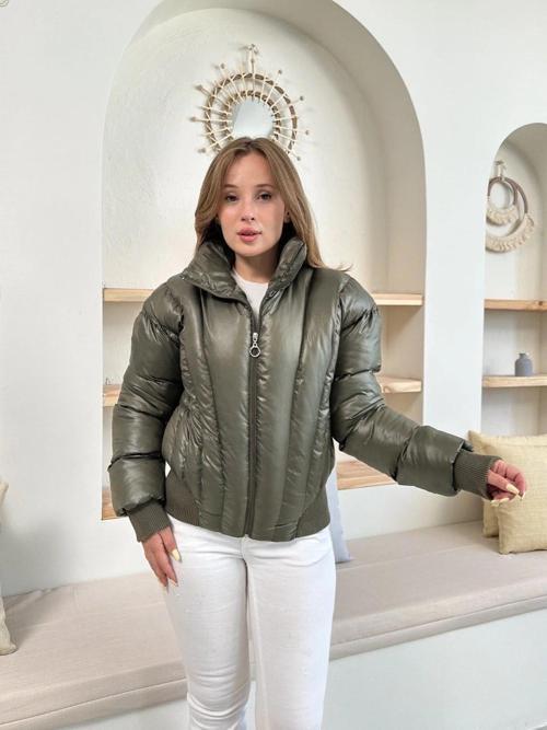 Puffer kısa mont haki st25534