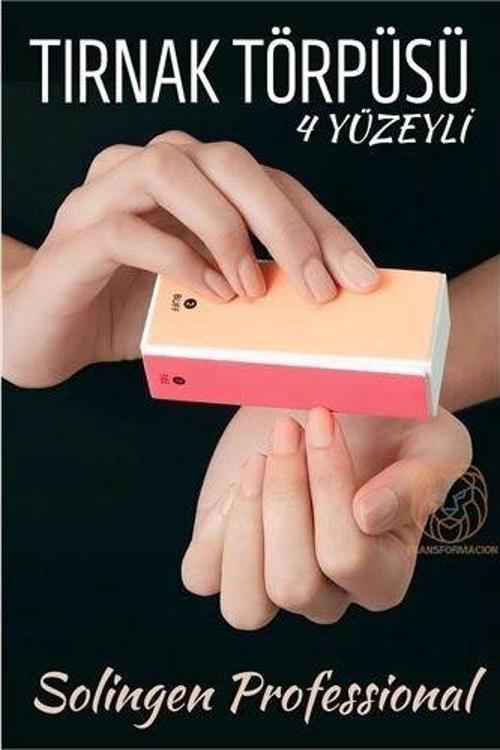Turk 4 Yüzeyli Tırnak Törpüsü ve Parlatma Blok Sünger Solingen Professional