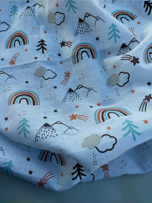 Çok Amaçlı Müslin Örtü - Gökkuşağı -110*110