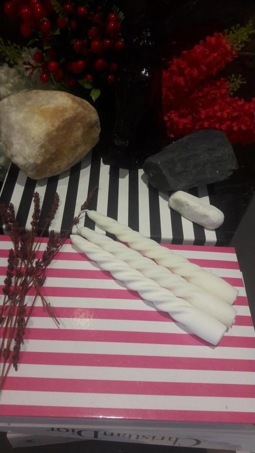 Iv Candles Homedecor 3'Lü Beyaz Burgulu Şamdan Mumu