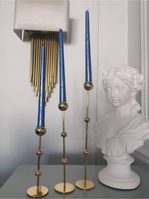 Iv Candles 6'Lı Parlement Mavisi Varaklı Şamdan Mumu