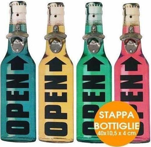 Ahşap ve metalden yapılmış şişe açacağı-yeşil