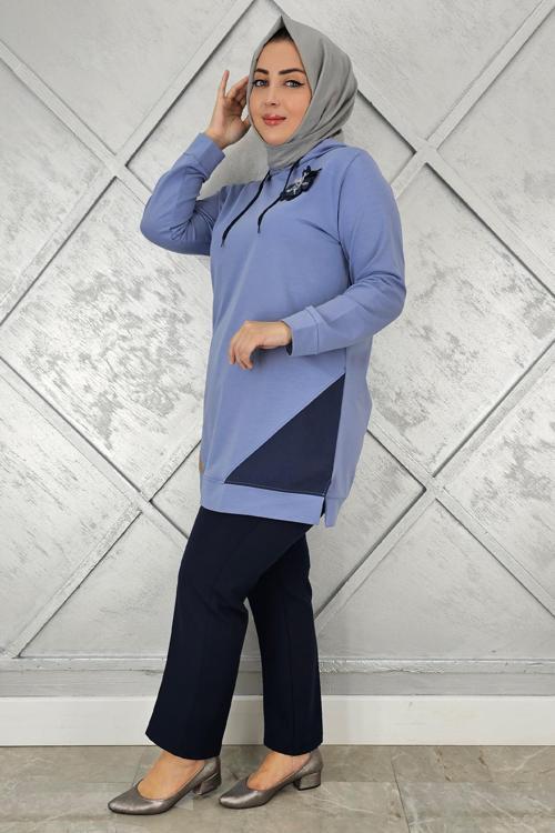 KADIN KOMBİNLİ KAPÜŞONLU TESETTÜR TUNİK