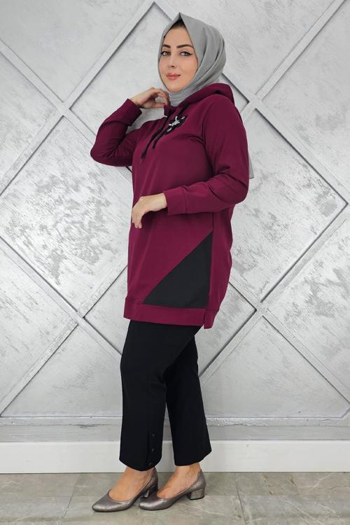 KADIN KOMBİNLİ KAPÜŞONLU TESETTÜR TUNİK