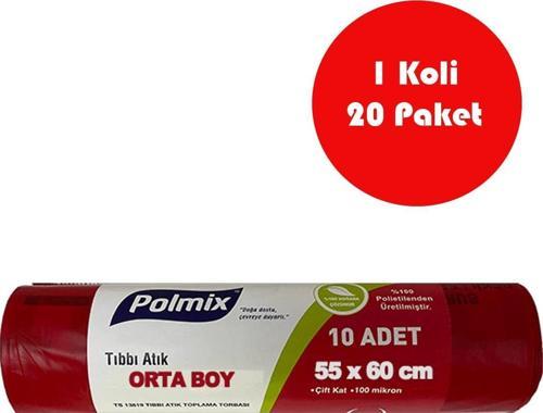 20 Adet  Orta Boy Tıbbi Atık Torbası 55x60 cm - P130