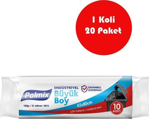 20 Adet Endüstriyel Büyük Boy Çöp Torbası 65x80 cm - P402