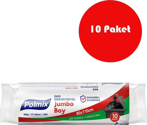 10 Adet Eko Endüstriyel Battal Boy 80 x 110 cm Çöp Torbası - P303-10