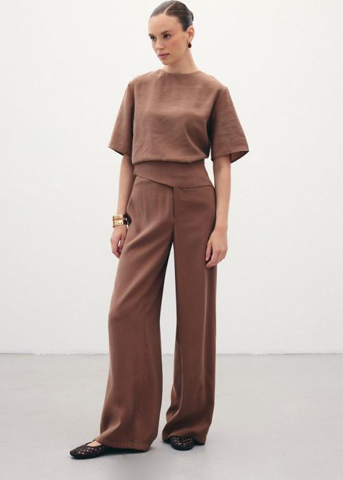 Kemer Detaylı Modal Pantolon - Kahve