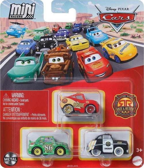 Disney Pixar Cars - Üçlü Mini Racers - Chick Hicks & Lightning McQueen & Sheriff