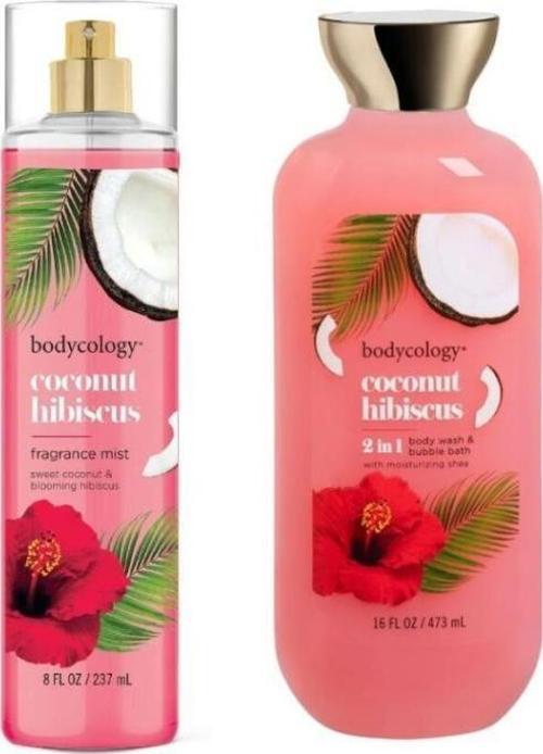 Hindistan Cevizi ve Hibiskus Kokulu Vücut Spreyi ve Duş Jeli – Kadın Bakım Seti