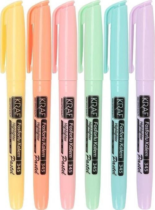 Fosforlu İşaretleme Kalemi Seti Cep Tipi 6 Renk Pastel Renkler