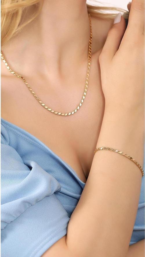 14 Ayar Altın Pullu Zincir Kolye 4 Mm