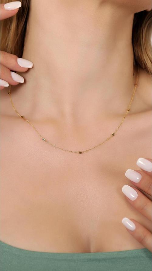 14 Ayar Altın Küp Zincir Kolye