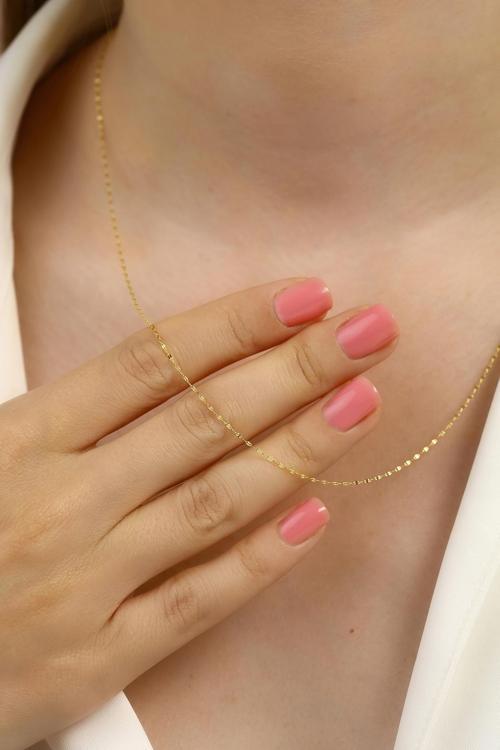 14 Ayar Altın İnce Aynalı Zincir Kolye