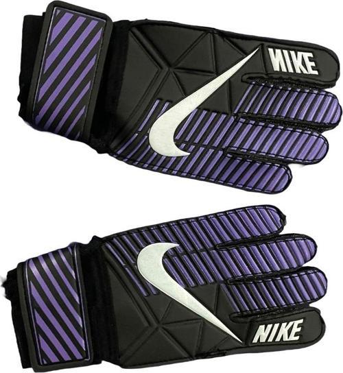 Futbol Kaleci Eldiveni Yeni Nk Logolu Mor-Siyah Renk 5-6-7-8 Numara 6-17 Yaş Grubu Tüm Çocuklar İçin