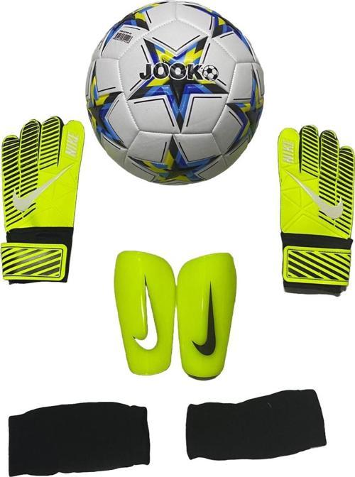 Jooko 5 Numara Yıldızlı Top Tekmelik Ve 5-6-7-8 Numara Çocuk Kaleci Eldiveni Seti Pompa Hediyeli
