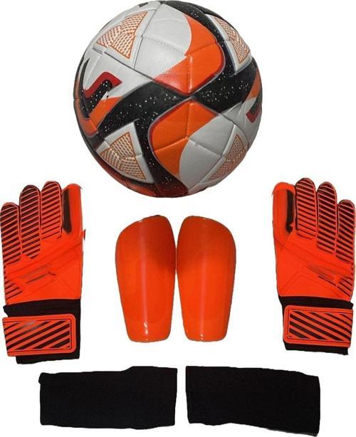5 No 4Astar Makine Dikişli Desenli Futbol Topu Kaleci Eldiveni Ve Tekmelik 3Lü Set