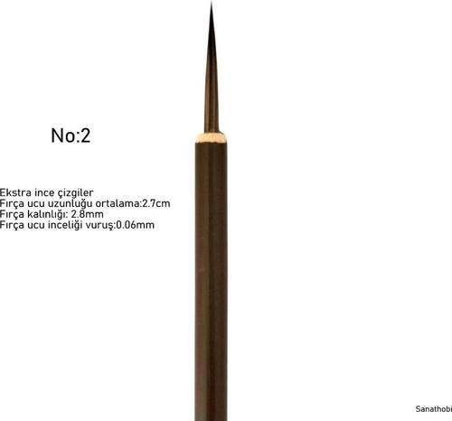 Tahrir Fırçası Kurt Kılı No:2-çini, seramik, tezhip, minyatür, brush, ekstra ince-1 Adet
