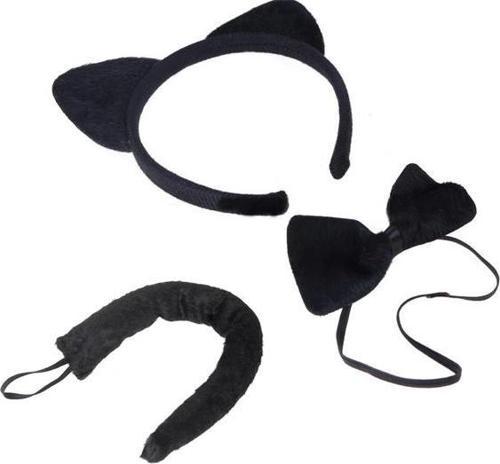 MDB Kedi Kostüm Taç Kuyruk Papyon Seti Karışık