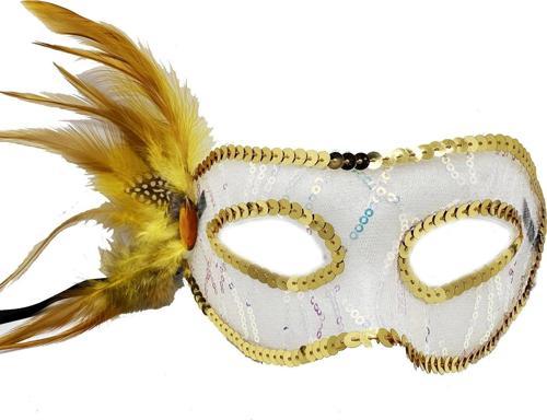 MDB Altın Yandan Tüylü Pul Payet Parti Maskesi
