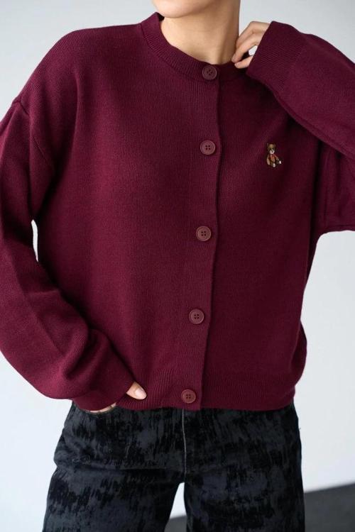 MDB Ayıcıklı Hırka  Bordo