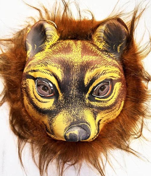 MDB Kahverengi Saçlı Kaplan Aslan Leopar Maskesi Mega Peluş 32 No