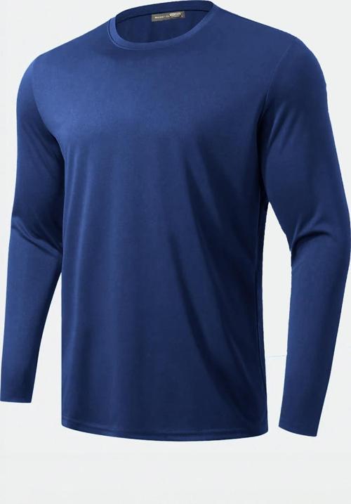 Erkek %100 Pamuklu Likralı Esnek Spor Koşu Günlük Antrenman Uzun Kollu Penye T-shirt