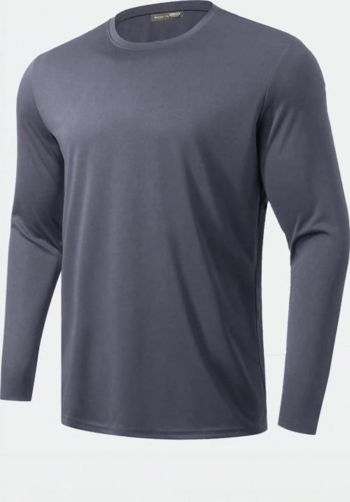 Erkek %100 Pamuklu Likralı Esnek Spor Koşu Günlük Antrenman Uzun Kollu Penye T-shirt