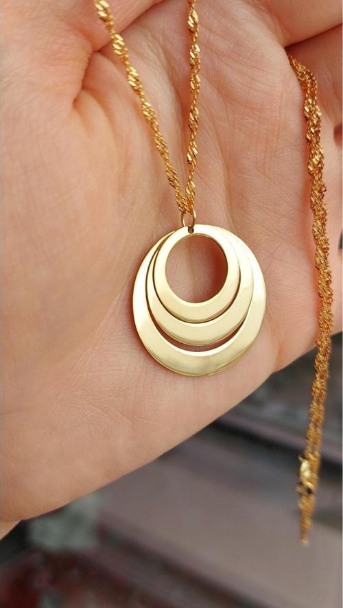 925 Ayar Gümüş 24 Ayar Altın Kaplama Halka Kolye