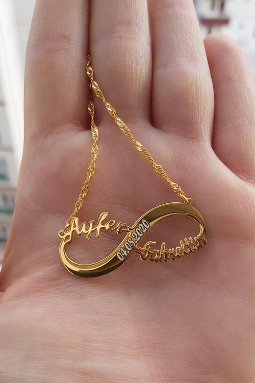 925 Ayar Gümüş 24 Ayar Altın Kaplama Sonsuzluk Kolye