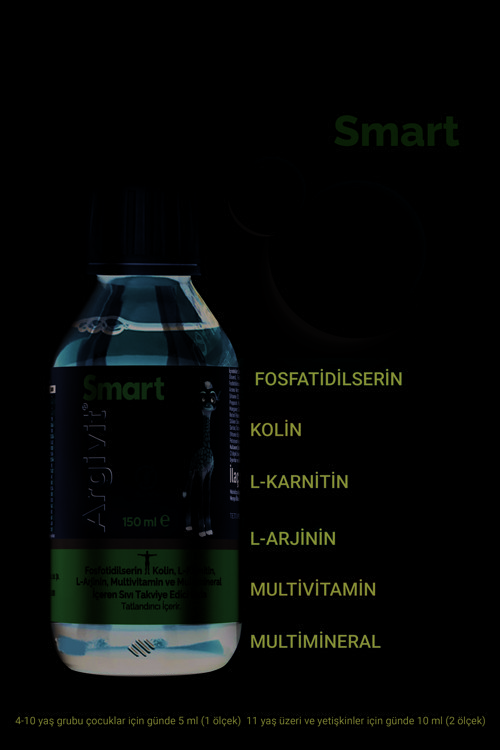 Smart Fosfotidilserin, Kolin, L-Karnitin, L-Arjinin, Multivitamin, Multimineral Şurup 150 ml