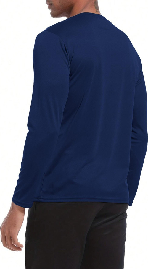 Erkek %100 Pamuklu Likralı Esnek Spor Koşu Günlük Antrenman Uzun Kollu Penye T-shirt