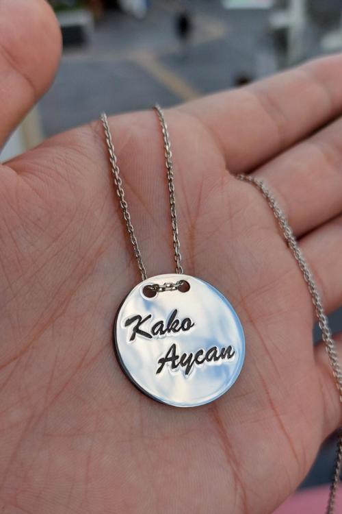 925 Ayar Gümüş Plaka Kolye