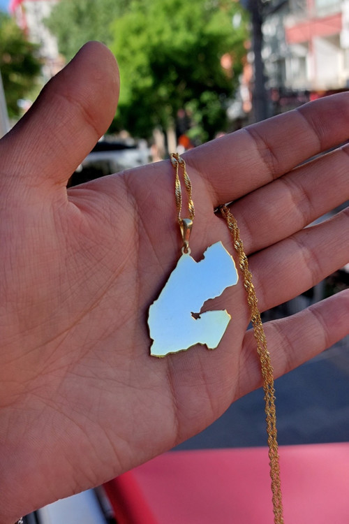 925 Ayar Gümüş Harita Kolye