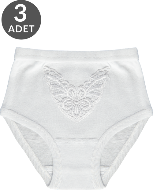 3 Lü Paket %100 Pamuk Güpürlü Kız Çocuk Külot 240