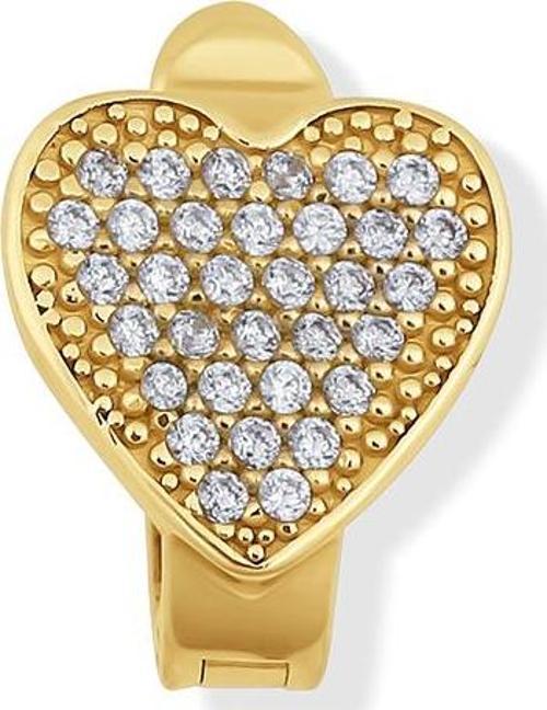 14 Ayar Altın Taşlı Kalpli Ajda Charm Tepe Kilitli