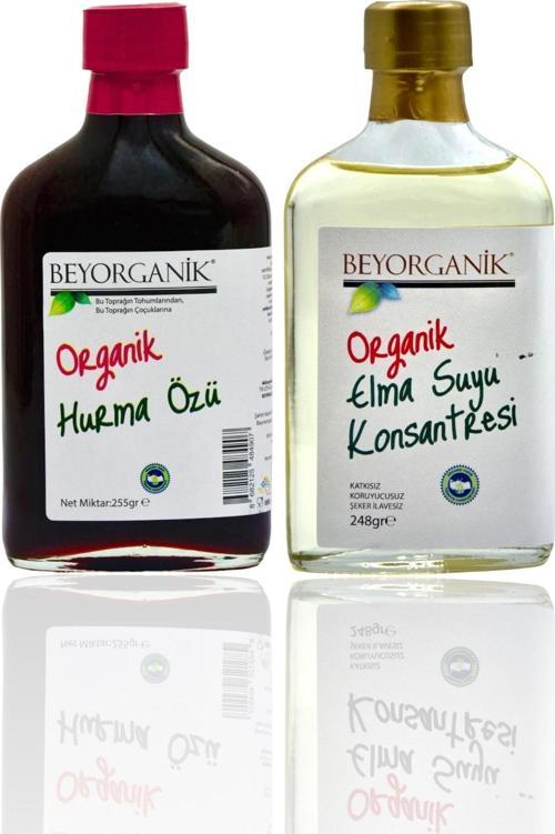 Organik Elma Suyu Konsantresi %100 248gr - Organik Hurma Özü 255gr %100 Hurma 2'li Paket
