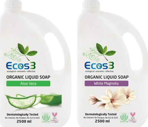 Avantajlı Sıvı Sabun Seti, Organik & Vegan Sertifikalı, Beyaz Manolya, Aloe Vera, 2 x 2500ml