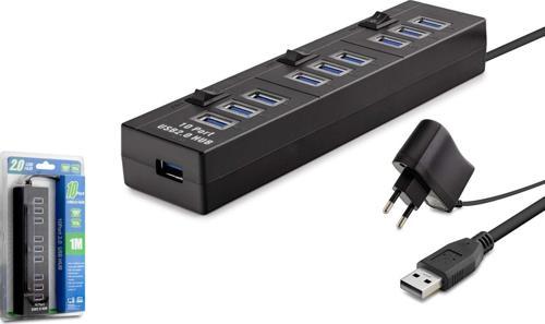 Hdx7005 Usb Hub 10-Usb 1 Metre Siyah ( Güç Adaptörlü)