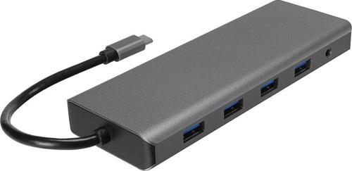 HY-USBC32 4K*2K Ultra HD Gri Metal 5x USB2.0/USB3.0 100M RJ45 PD, TypeC Data, SD/TF Kart Okuyucu Type C Adaptör