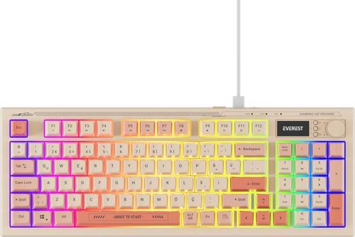 Kb-79 Silent Pro Bej-Pembe-Turuncu Sessiz Rgb Q Membrane Oyuncu Klavyesi Kablolu