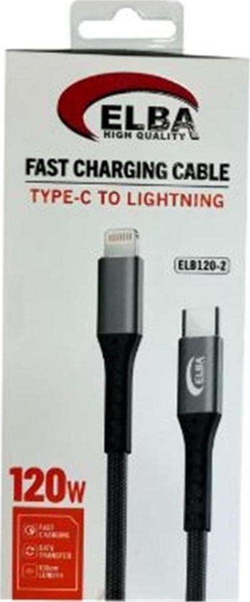 Elb120-2 120W Type-C To Lightning 1 Metre Siyah Örgülü Şarj Kablosu