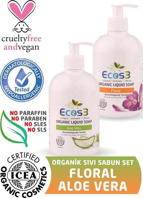 Organik Sıvı Sabun Aloevera + Floral (2 X 500 ml)